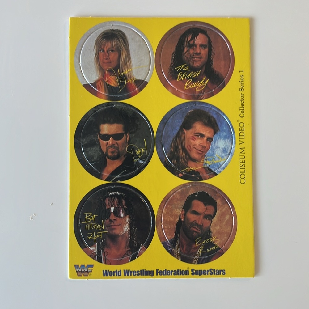 Vintage 1995 WWF ColiseumVideo Pogs Milk Caps Unpunched x3 Razor Ramon Bret Hart
